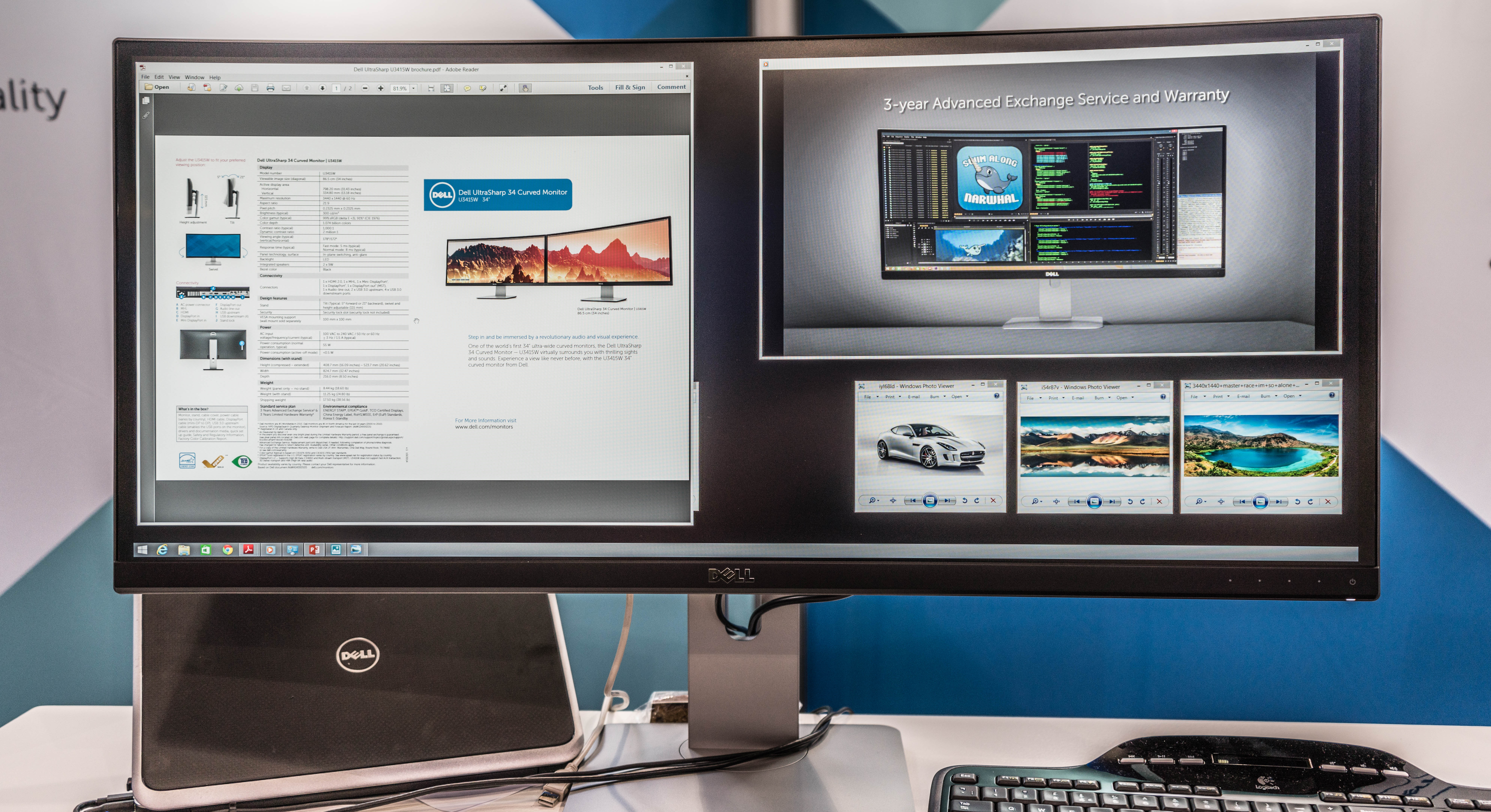 Authentic Dell UltraSharp U3415W 34-inch Curved Monitor photograph; primary