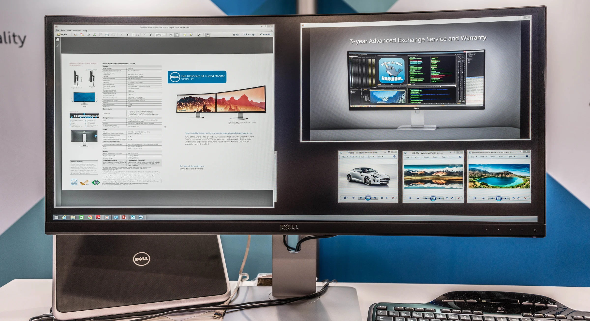 Authentic Dell UltraSharp U3415W 34-inch Curved Monitor photograph; primary